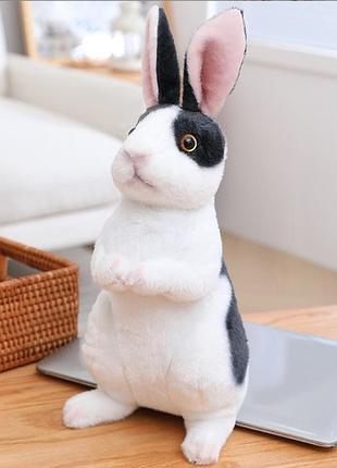 М'яка іграшка реалістичний білий з чорним кролик bunny 40 см