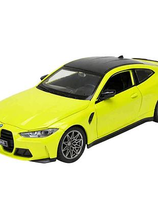 Металлическая игрушечная машинка автопром bmw m4 желтая 1:24 — свет, звук, открывающиеся двери и капот, серия classic, арт. 68280a
