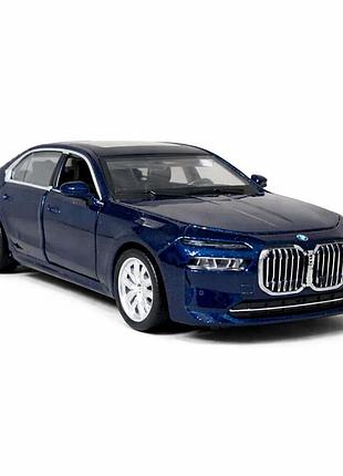 Металлическая игрушечная машинка автопром bmw i7 electric 16,5 см 1:32 синяя — свет, звук, зарядная станция, открывающиеся двери
