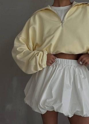 Трендова спідниця-балон з котону 🤍🖤 біла, чорна | s-m, m-l | мод 633