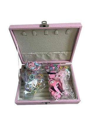 Детский подарочный набор заколок и резинок куроми розовый