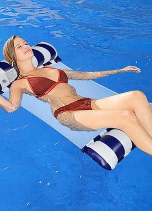 Гамак водний надувний pool loungers білий із синім
