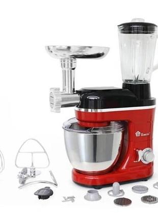 Кухонный комбайн 3в1 (мясорубка, блендер, тестомес) domotec ms-2052 красный