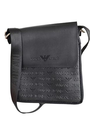 Мужская кожаная сумка miorgio armani через плечо (мессенджер)
