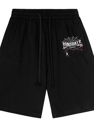Спортивні шорти lonsdale london casual logo чорні унісекс лонсдейл кежуал на літо