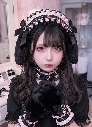 Jirai kei frilly headband пов’язка з довгими плюш вушками
