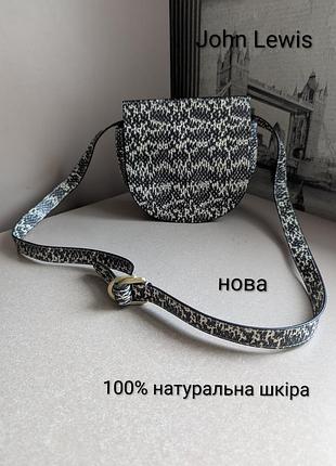 Сумка кросс-боди john lewis &amp; partners новая женская с нат. кожи с змеиным принтом ориг.