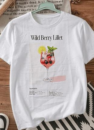 Футболка біла з принтом «wild berry lillet» розмір l. яскраві принти. футболки для жінок та чоловіків.