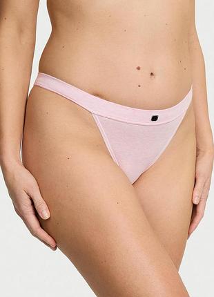Жіночі трусики victoria's secret (329425442830) cotton logo tanga xl рожеві