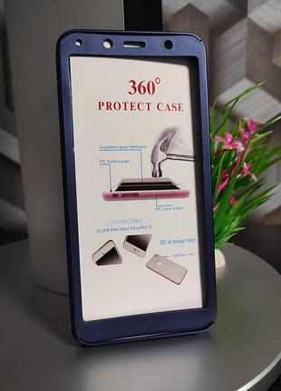 Пластиковый чехол и стекло для xiaomi redmi 7a синий глянец