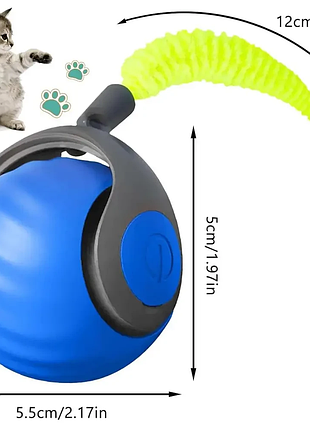 Интерактивный шарик для кота с подсветкой, от usb, 5,5см, синий / умный шарик для котов / смарт игрушка для кошек