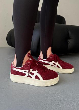 💕 женские кроссовки asics onitsuka tiger tokuten platform burgundy