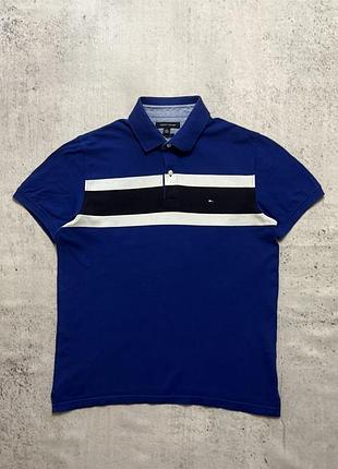 Оригінальна чоловіча синя поло tommy hilfiger в ідеальному стані розмір xl