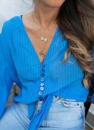 Яскрава блакитна  блуза з віскози zara
✨✨✨✨✨✨✨✨✨✨