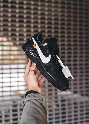 Чёрные кроссовки найк эйр форс унисекс nike air force 1 off white black 41