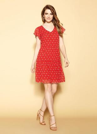 Платье шифоновое до колена короткий рукав весеннее летнее zaps yelda 002 красное узорчатое3 фото