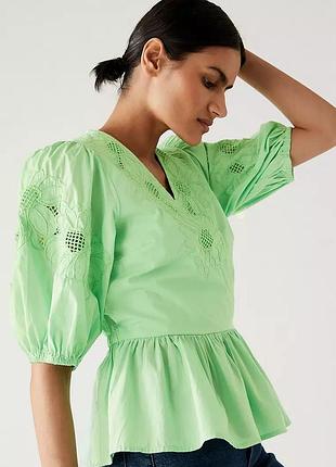 Блузка бавовняна з баскою marks&spenser р.14