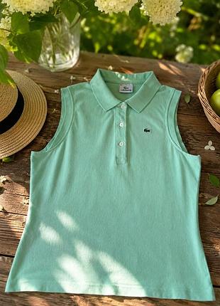 Оригінальне жіноче поло без рукавів lacoste, розмір 42 (m/l), м'ятного кольору