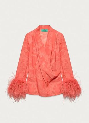 Сорочка помаранчева з пірʼям zara new