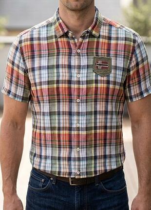 Сорочка\рубашка napapijri slim fit multicolored check linen shirt