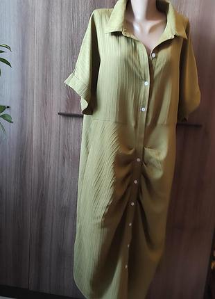 Сукня-міді на гудзики жіноча shein pp 2xl поліестер оливкова