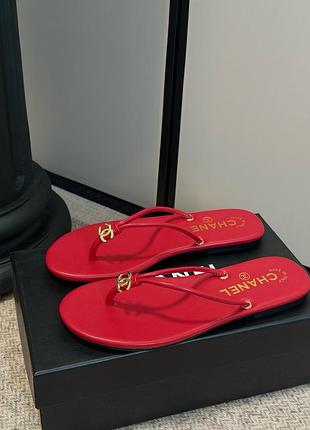 Шльопанці chanel / вʼєтнамки шанель шкіряні