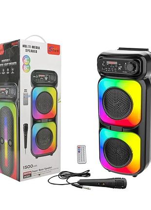 Бездротова вулична bluetooth-колонка з дротовим мікрофоном • велика портативна акустика для караоке, музики, відпочинку та заходів