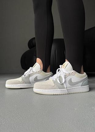 Женские летние кроссовки nike air jordan 1 low grey/white/blue