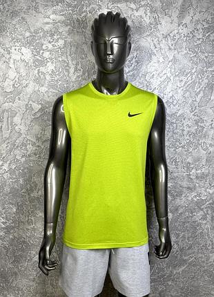 Nike pro dri-fit майка безрукавка l размер салатовая спортивная