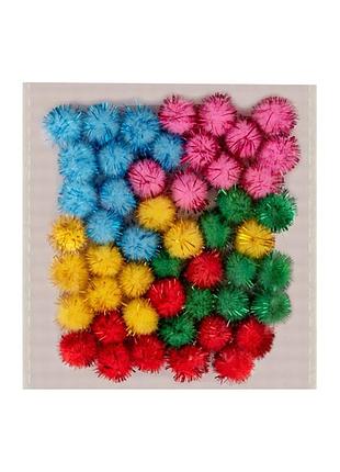 Декоративні помпони з люрексом для творчості pom-poms-15, d-15 см, 20 шт