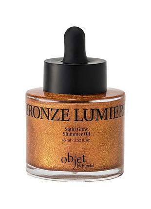 Парфумований шимер для тіла objet by kundal satin glow shimmer oil bronze lumier, 45 мл