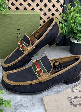 Gucci 1953 web horsebit loafer gg чоловічі туфлі лофери оригінал 44 eur
