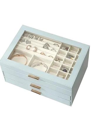 Шкатулка casegrace sp-01223 для украшений и ювелирных изделий трехуровневая 26,5*18*13,5 см blue