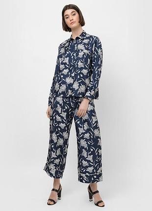 Weekend max mara шелк клеш брюки it44 синий