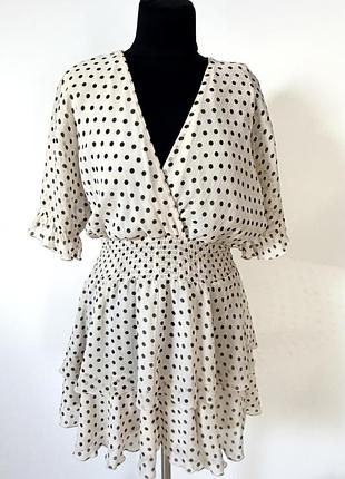 Шифонова сукня в горошок zara р.m.