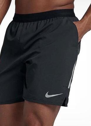 Чоловічі бігові шорти nike dri-fit running flex distance рефлективні 2в1 з вбудованими трусами для бігу рл swoosh легкі дихаючі спортивні чорні