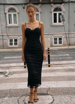 Тюлева сукня міді від zara, розмір s, l