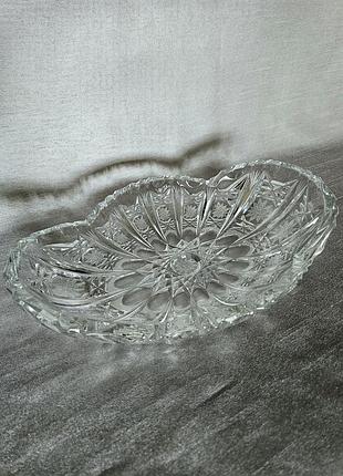 Вінтажна велика кришталева ваза човник bleikristall (німеччина)
