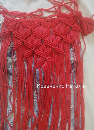 Приостанавливающая, фартук, пояс, запаска макраме красного цвета