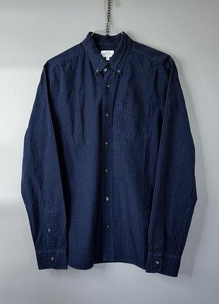 100% cotton 100% хлопок темно синяя базовая рубашка пластика размер м 38 оверсайз