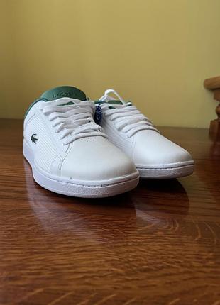 Кросівки чоловічі lacoste, білі з зеленим, натуральна шкіра, розмір 40