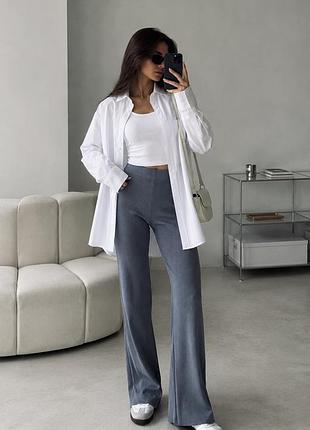 Zara жіночі трикотажні штани в рубчик сині розмір m легінси в рубчик еластична талія