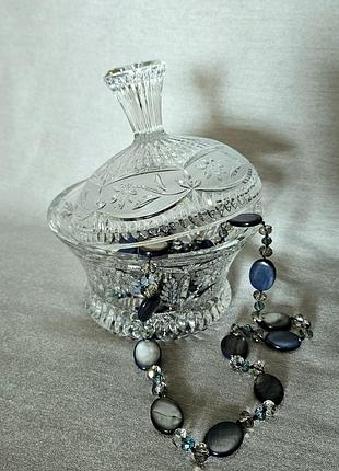 Кришталева цукерниця з кришкою lausitzer glas (ндр), 24% pbo, вінтаж