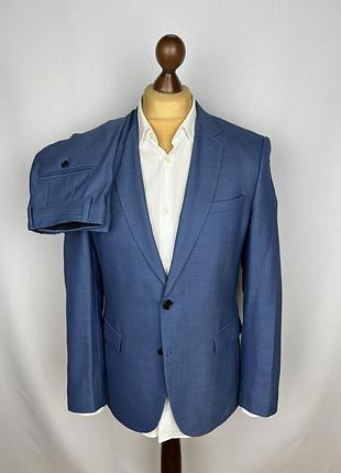 Cacharel blue wool classic slim suit класичний приталений вовняний костюм качарель