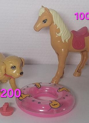 Игрушки barbie из mcdonald's. барби животные из мака, куклы макдональдс фигурки лошадь собака барби