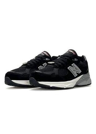 Комфортні чоловічі кросівки new balance 990v3 black grey white, натуральна замша, сітка, весна-літо-осінь, 41-46