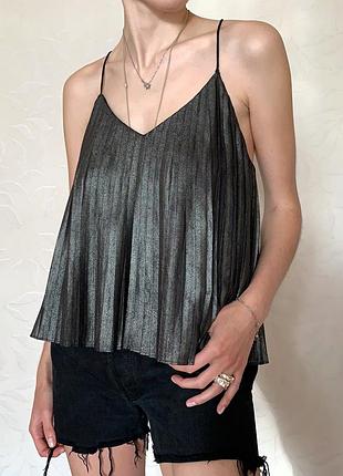 Чорний сірий блискучий топ topshop