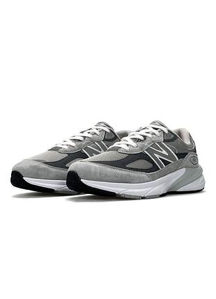 Комфортні чоловічі кросівки new balance 990v6 grey white, натуральна замша, сітка, весна-літо-осінь
