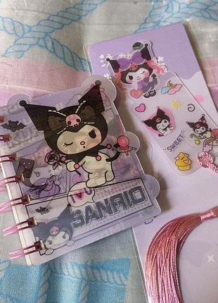 Блокнот переливающая рисунок переливка блокнот куроми закладка в подарок hello kitty, записная книжка сотчи на спирали с 3d голографическим эффектом 5d