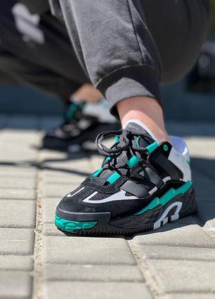 Мужские кроссовки адидас найтбал adidas niteball black sub green 44